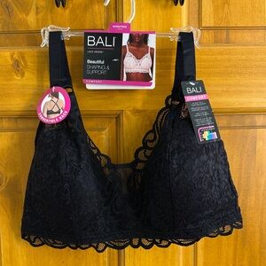 Bali Women's Black Lace Wirefree Lined Comfort Bra